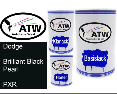 Dodge, Brilliant Black Pearl, PXR: 500ml Lackdose + 500ml Klarlack + 250ml Härter - Set, von ATW Autoteile West.